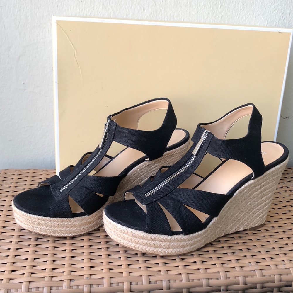 MICHAEL Michael Kors Berkley Weave Canvas Wedges